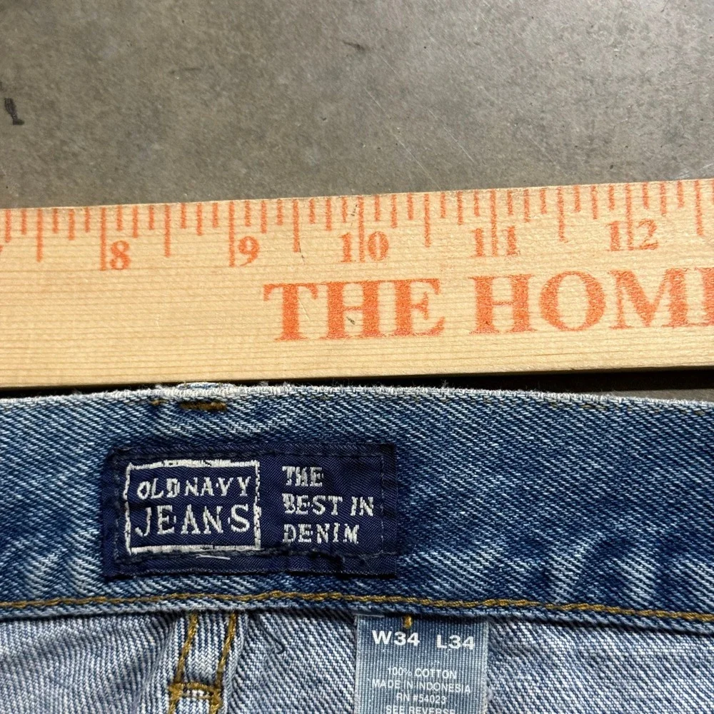 Old Navy Vintage Mens Straight Leg Light Wash Distressed Denim Jeans W34 L34